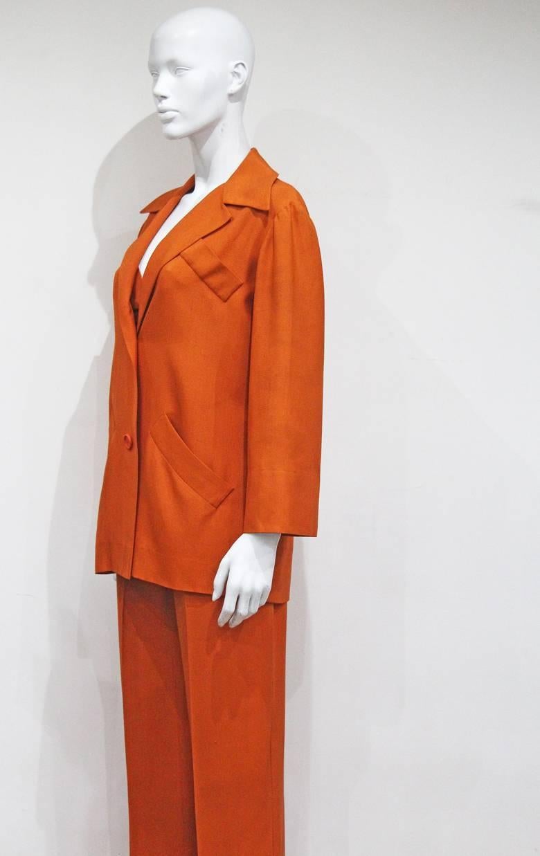burnt orange pant suit