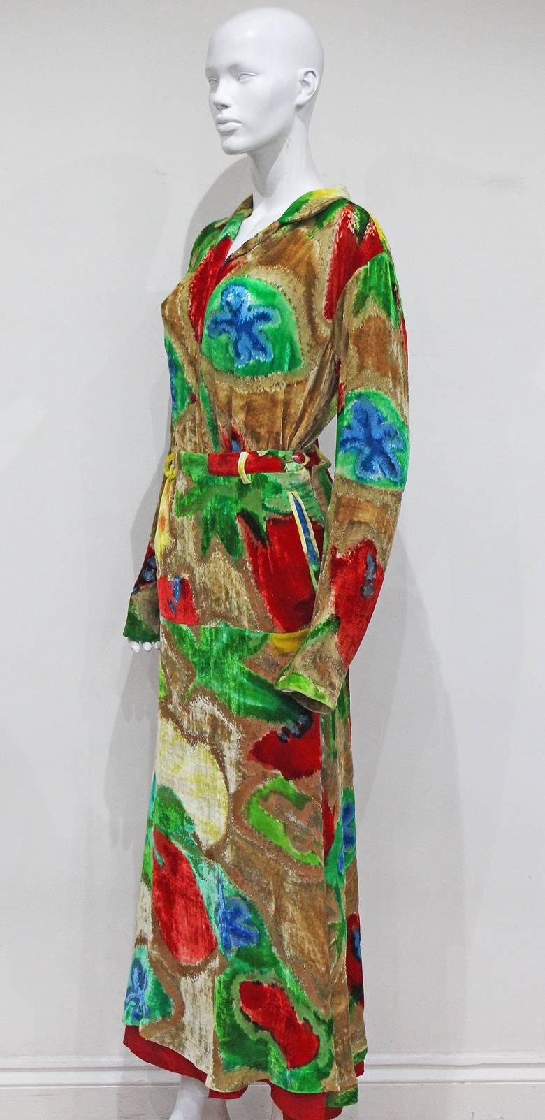 Women's Issey Miyake abstract floral devoré skirt suit, c. 1990s