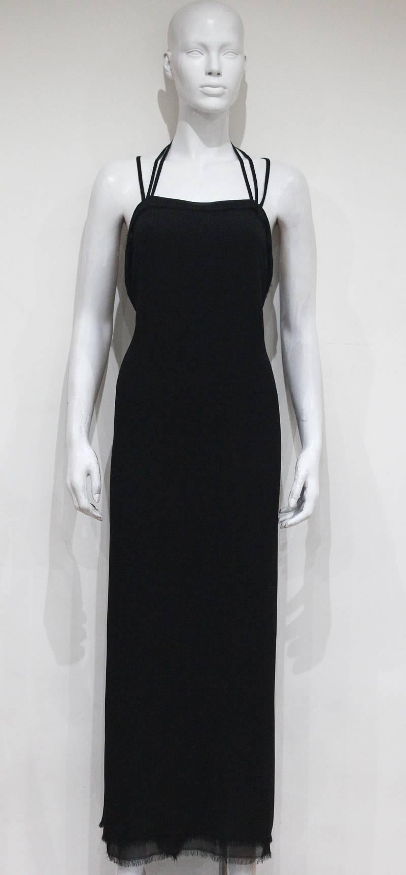 Women's Yves Saint Laurent by Tom Ford silk chiffon black evening dress, c. 2001