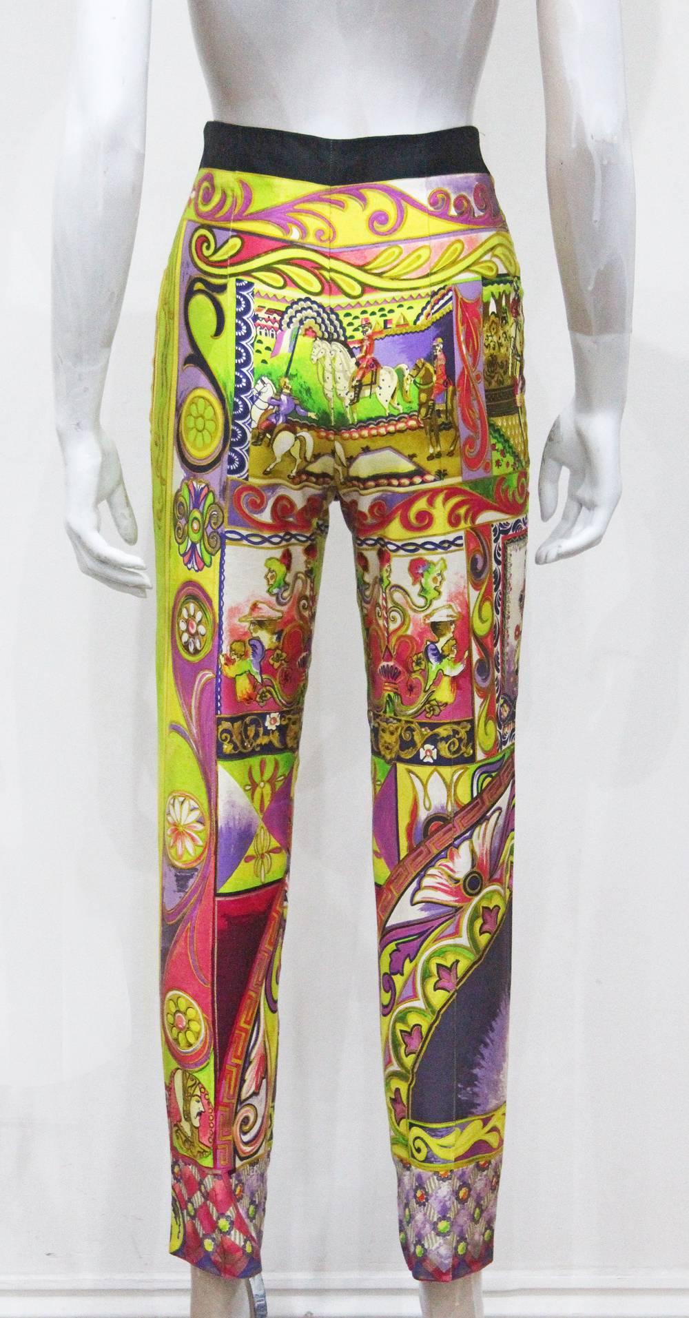 Gianni Versace printed high waisted pants, c. 1992 In Excellent Condition In London, GB