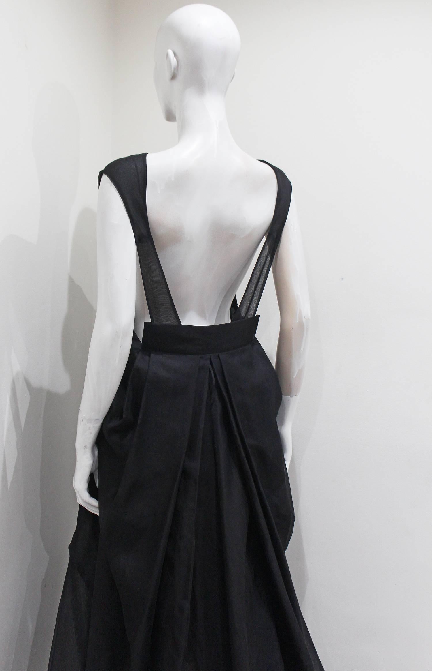 Yves Saint Laurent by Tom Ford black silk organza evening gown, c. 2002 In Excellent Condition For Sale In London, GB