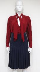 Ensemble aus Faltenrock und Seidenbluse von Hermes, ca. 1970er Jahre