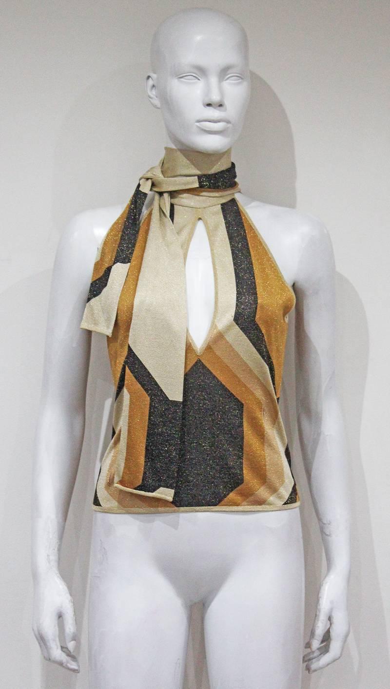 Brown Gucci by Tom Ford lurex evening blouse, c. 2000