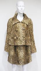 Gianni Versace cheetah print faux fur jacket and dress ensemble, c. 1990s