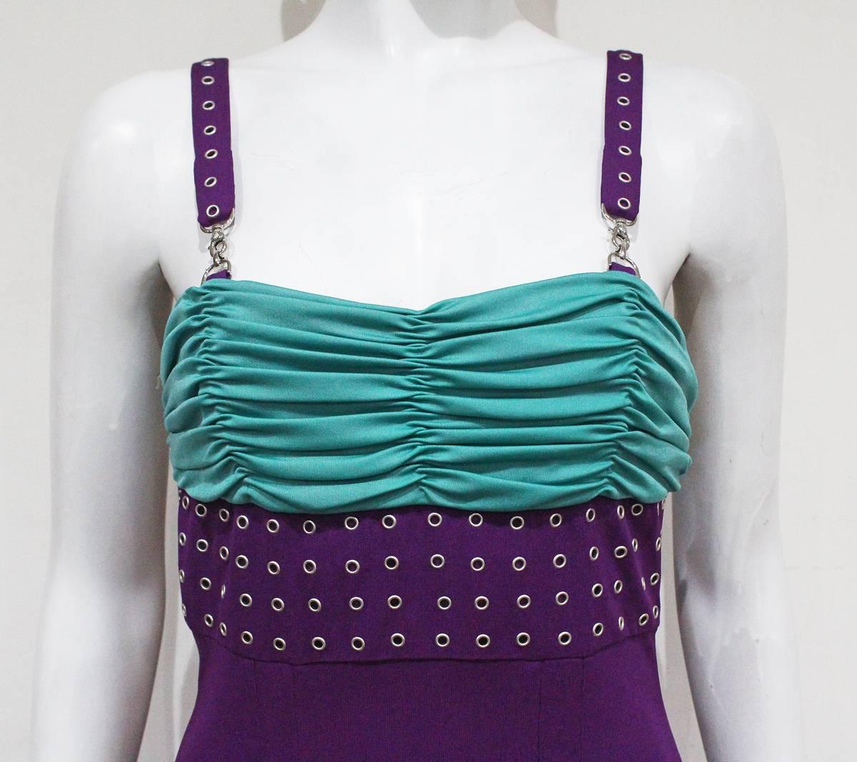 A Gianni Versace studded silk jersey evening dress from the 1990s. 

It 42 - Fr 38 