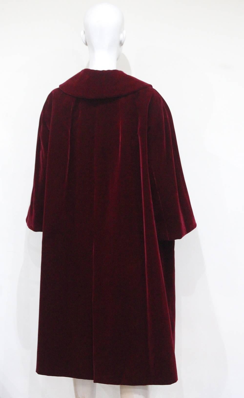 Women's Christian Dior Haute Couture silk velvet opera coat, Autumn/Winter 1956