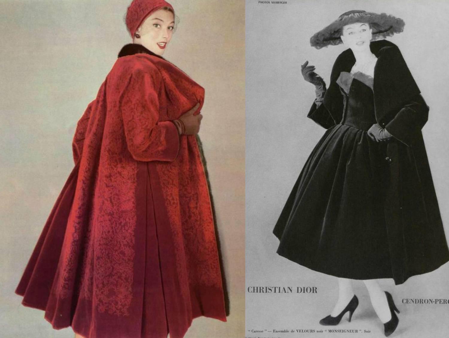Christian Dior Haute Couture silk velvet opera coat, Autumn/Winter 1956 For Sale at 1stdibs