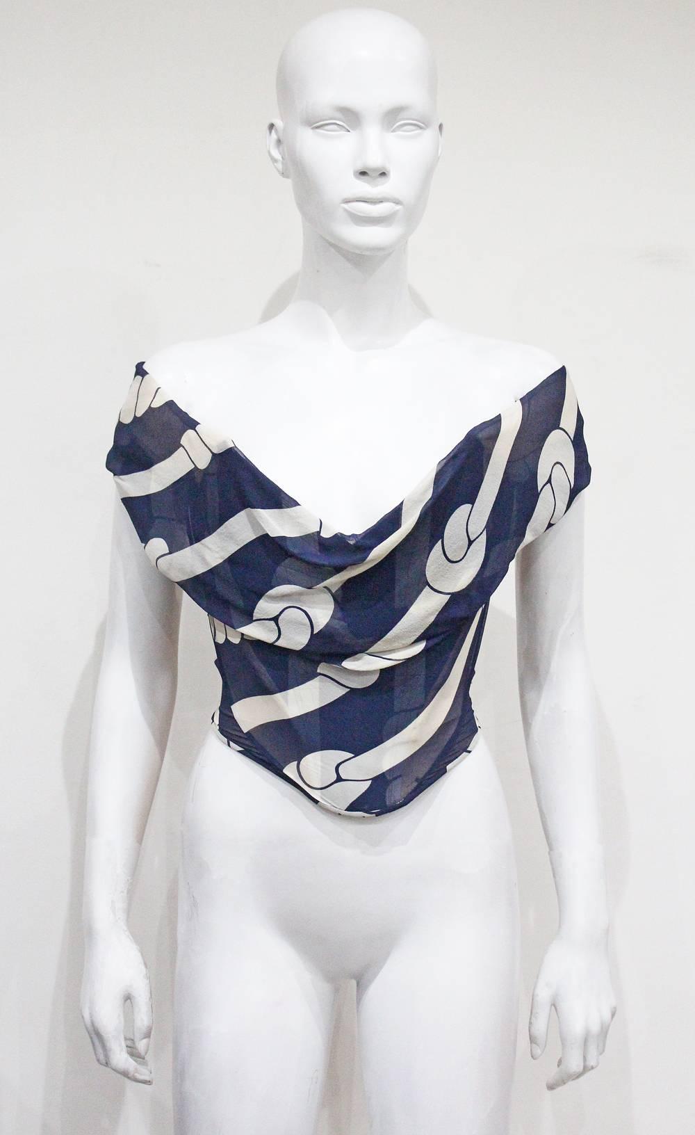 Vivienne Westwood nautical inspired silk chiffon corset, c. 1998 In Good Condition In London, GB