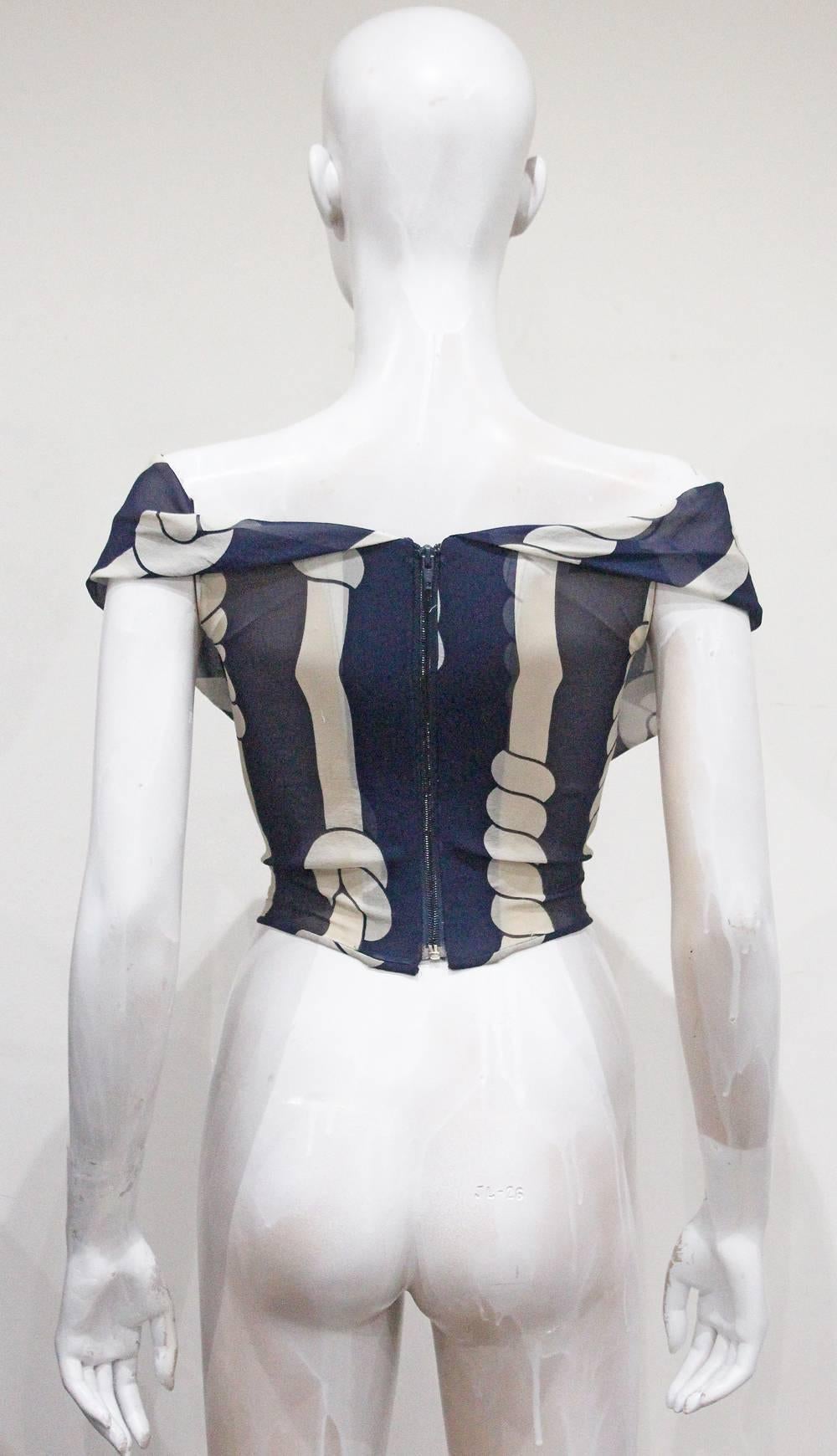 Vivienne Westwood maritim inspiriertes Seidenchiffon-Korsett:: c. 1998 2