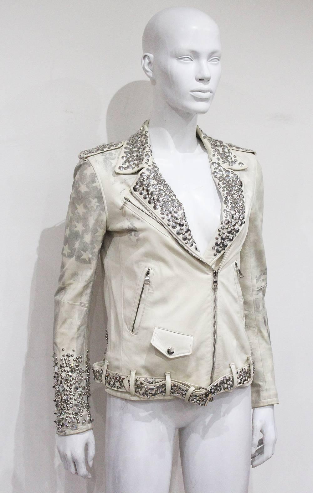 Balmain by Christophe Decarnin Nietenbesetzte Bikerjacke aus Leder:: c. 2011 im Zustand „Hervorragend“ in London, GB