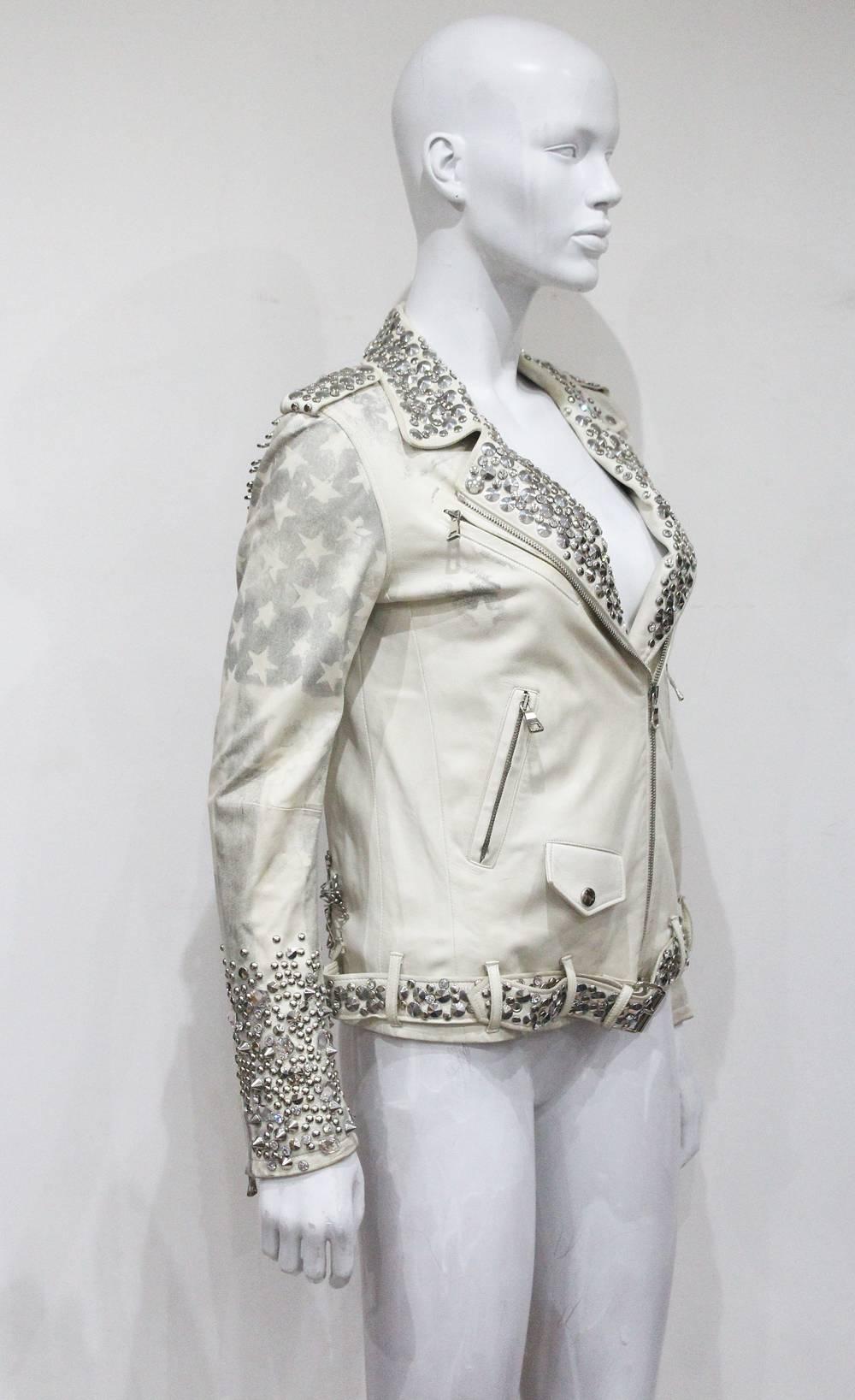 Balmain by Christophe Decarnin Nietenbesetzte Bikerjacke aus Leder:: c. 2011 Damen