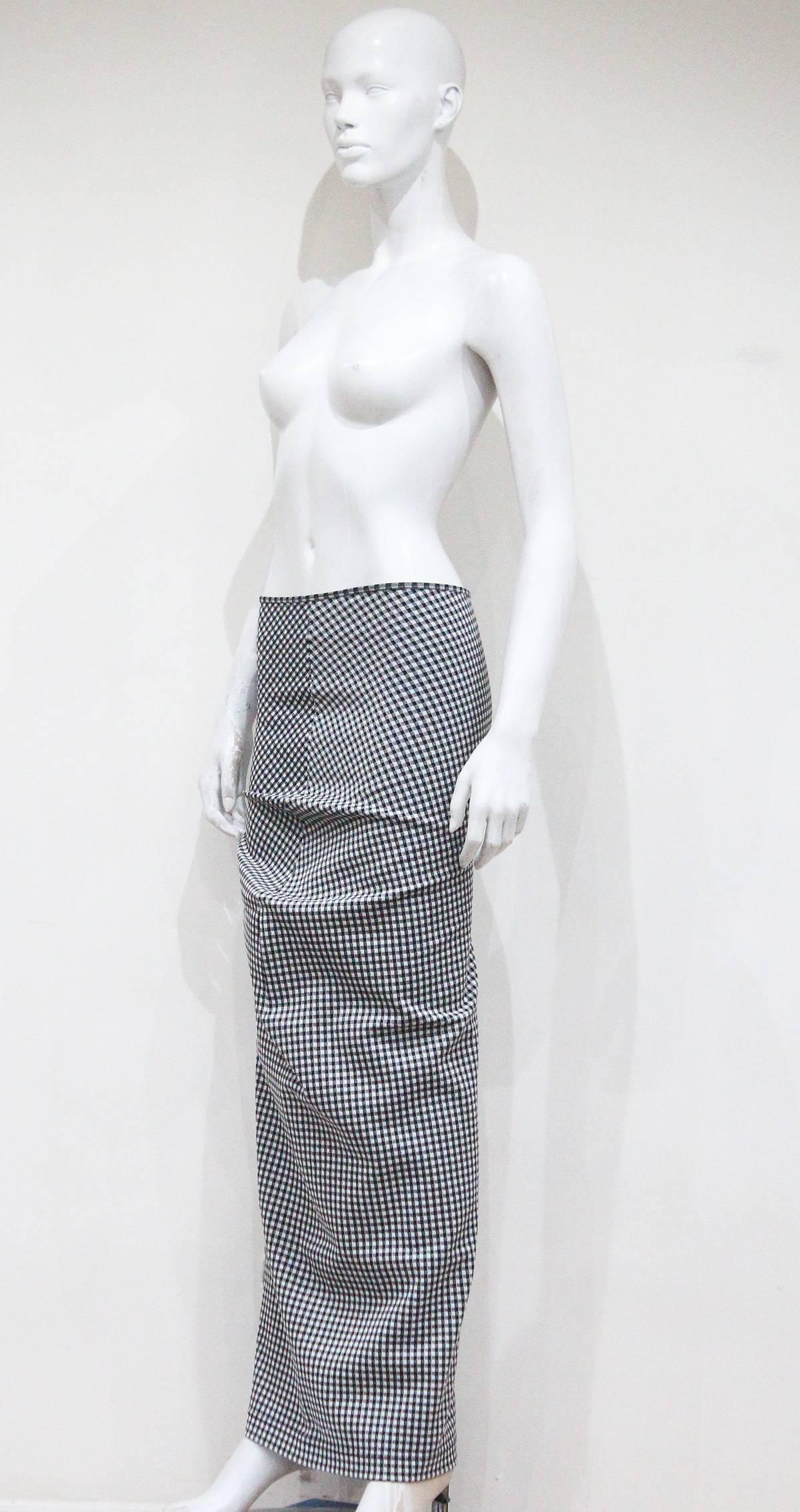 Gray Comme des Garcons 'Body Meets Dress' / 'Bump' collection gingham skirt, c. 1997