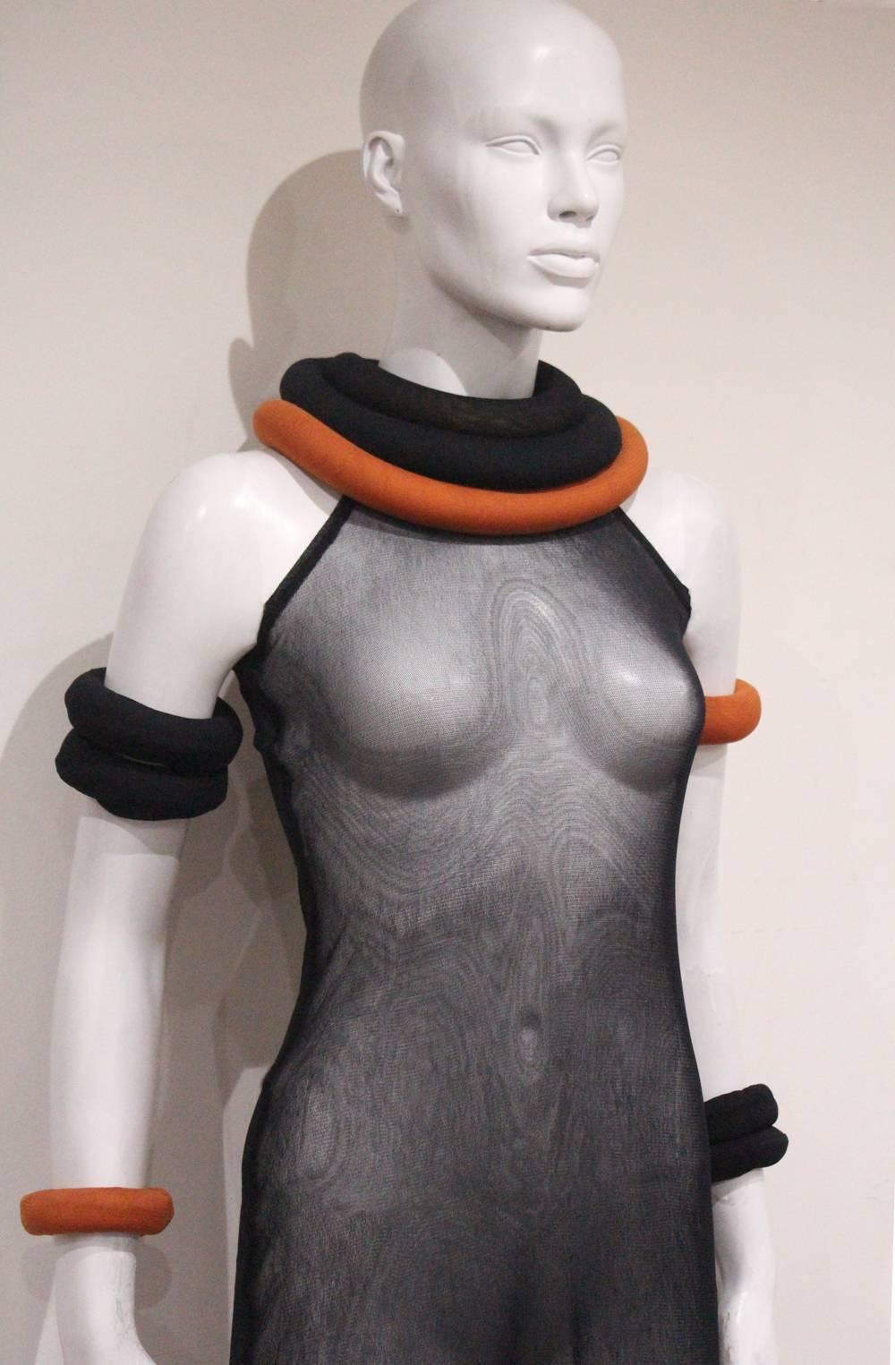 Black Jean Paul Gaultier mesh tube dress, c. 1995