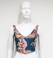 Vivienne Westwood chevron cotton corset with Japanese ukiyo-e print, ss 2000