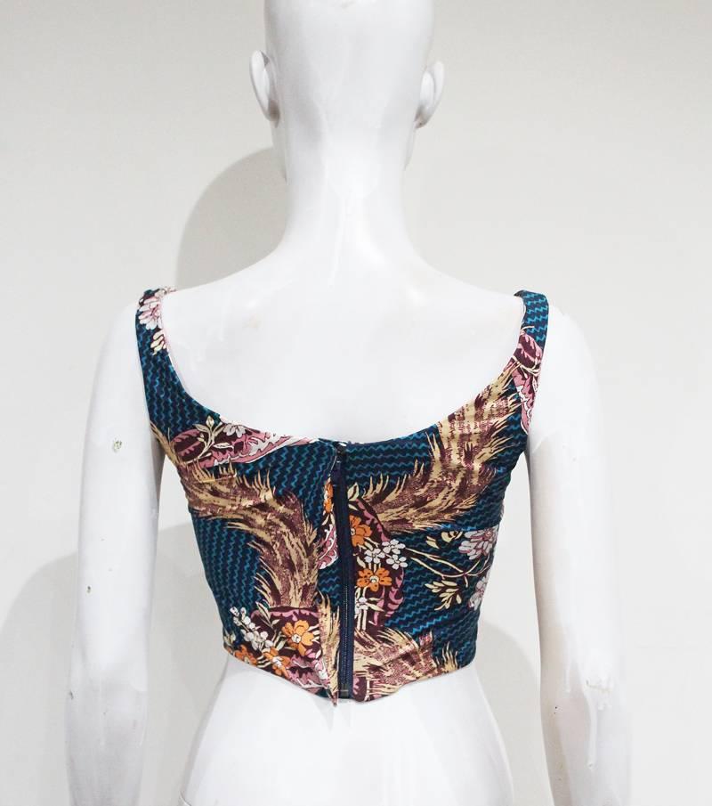 Vivienne Westwood - Corset en coton à chevrons avec imprimé ukiyo-e japonais, printemps-été 2000 Pour femmes en vente