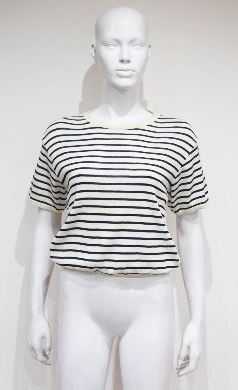 Gray Jean Paul Gaultier documented striped backless sweater 'L’Homme Objet', c. 1983