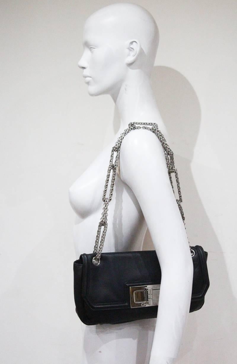 Black Chanel black 'Sac Baguette' bag with oversized lock, c. 2008-9