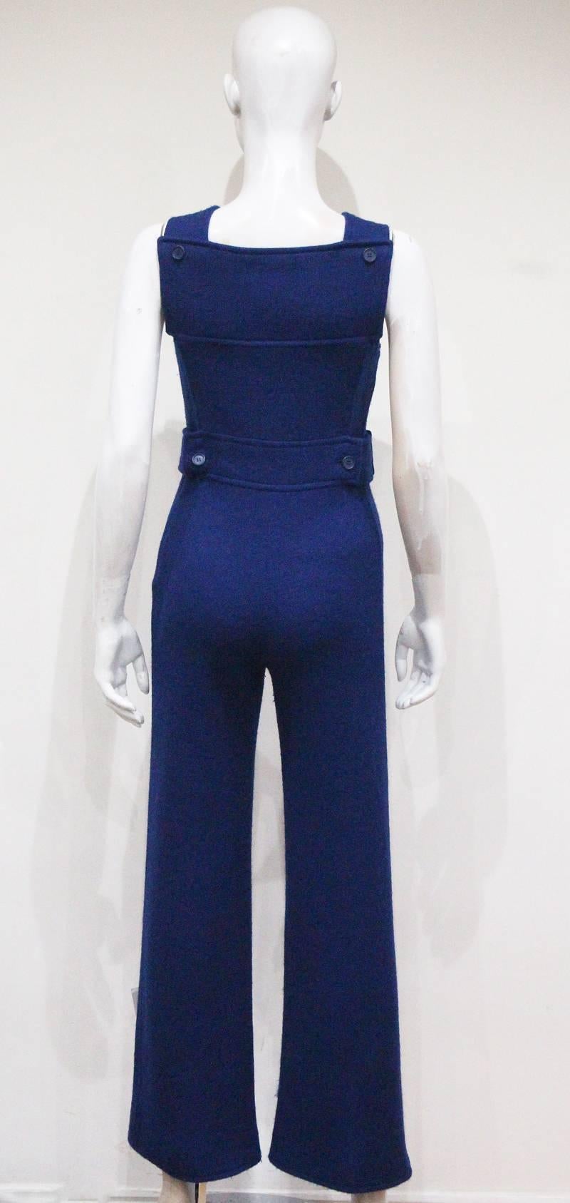 Courreges flared woollen jumpsuit, c. 1971 1