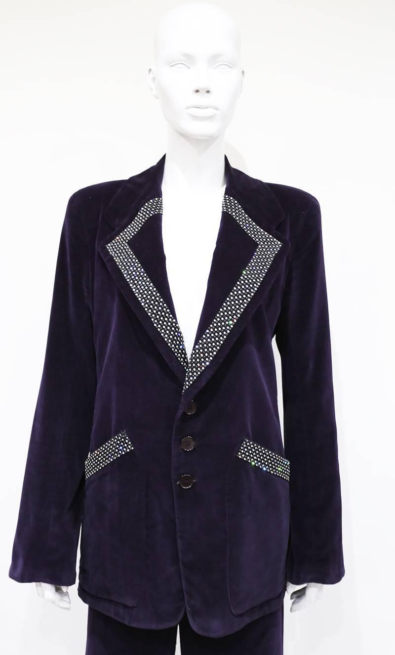 Mr Freedom mens dark purple velvet pant suit, c. 1969 For Sale at 1stdibs