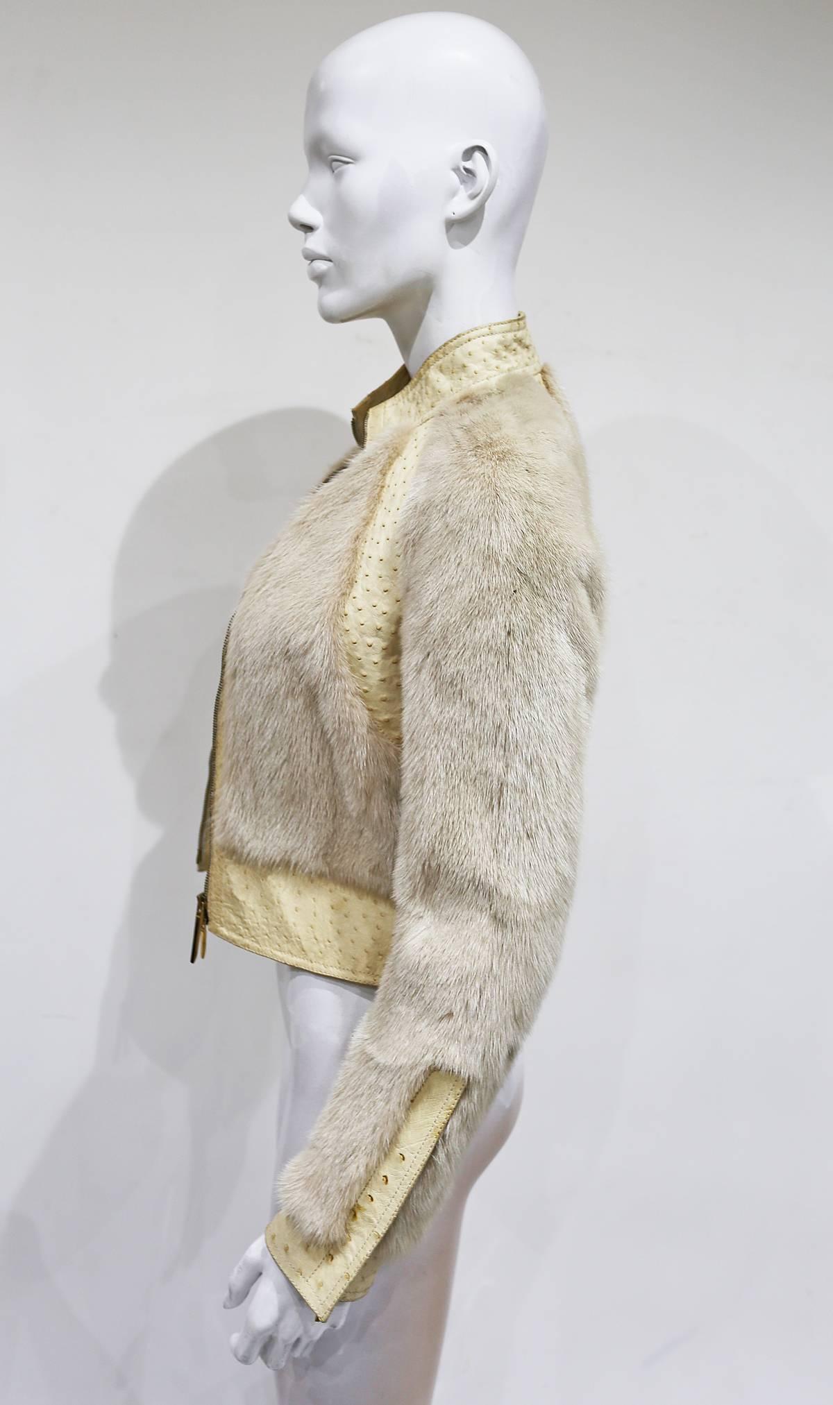 Women's Gucci by Tom Ford Ostrich and Mink fur jacket, c. 2000