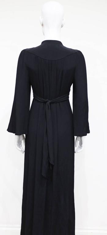 Ossie Clark black pleated evening gown with fluted sleeves, c. 1960s at ...
