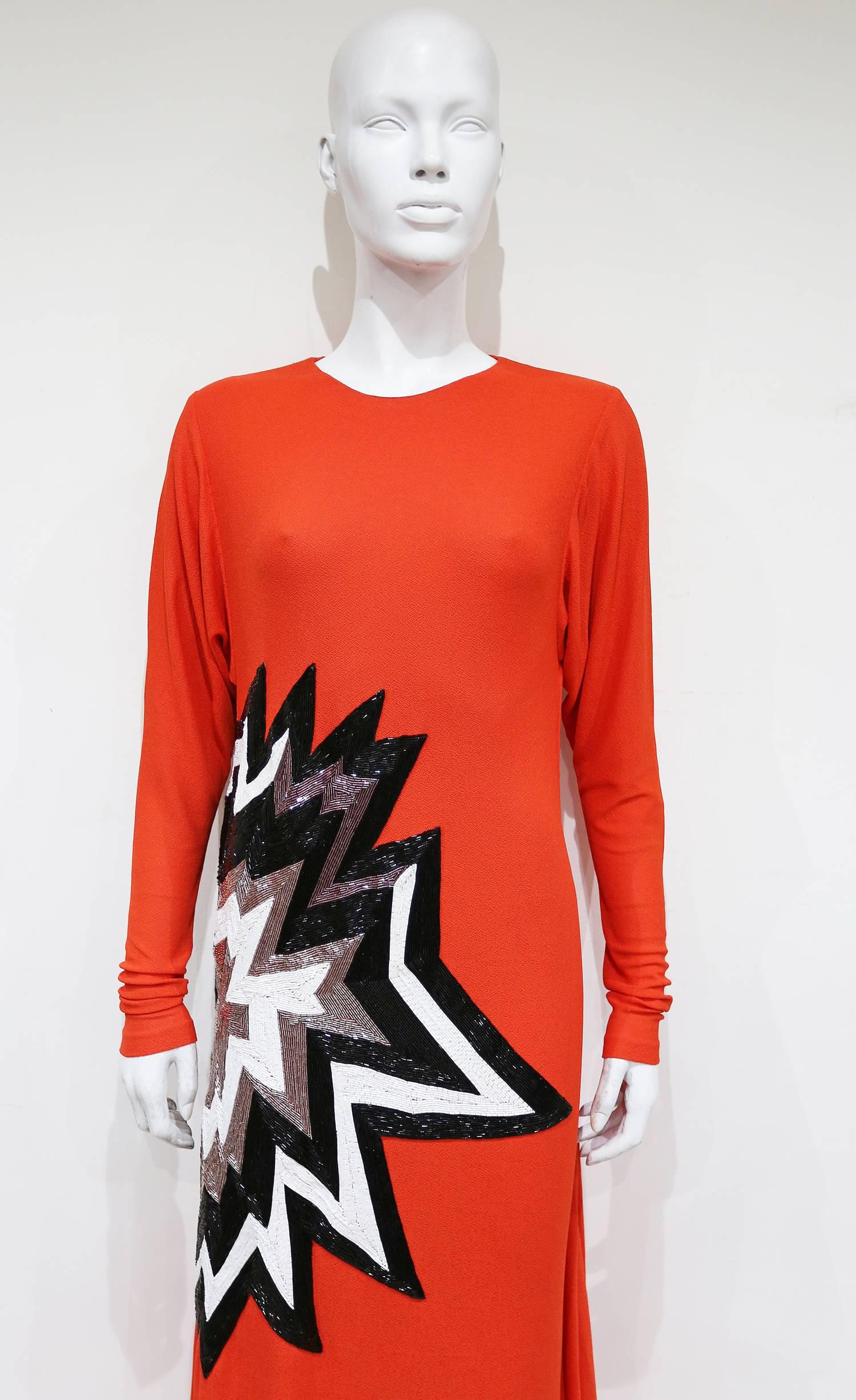 Tom Ford embellished pop art inspired coral evening dress, c. 2013 In New Condition In London, GB