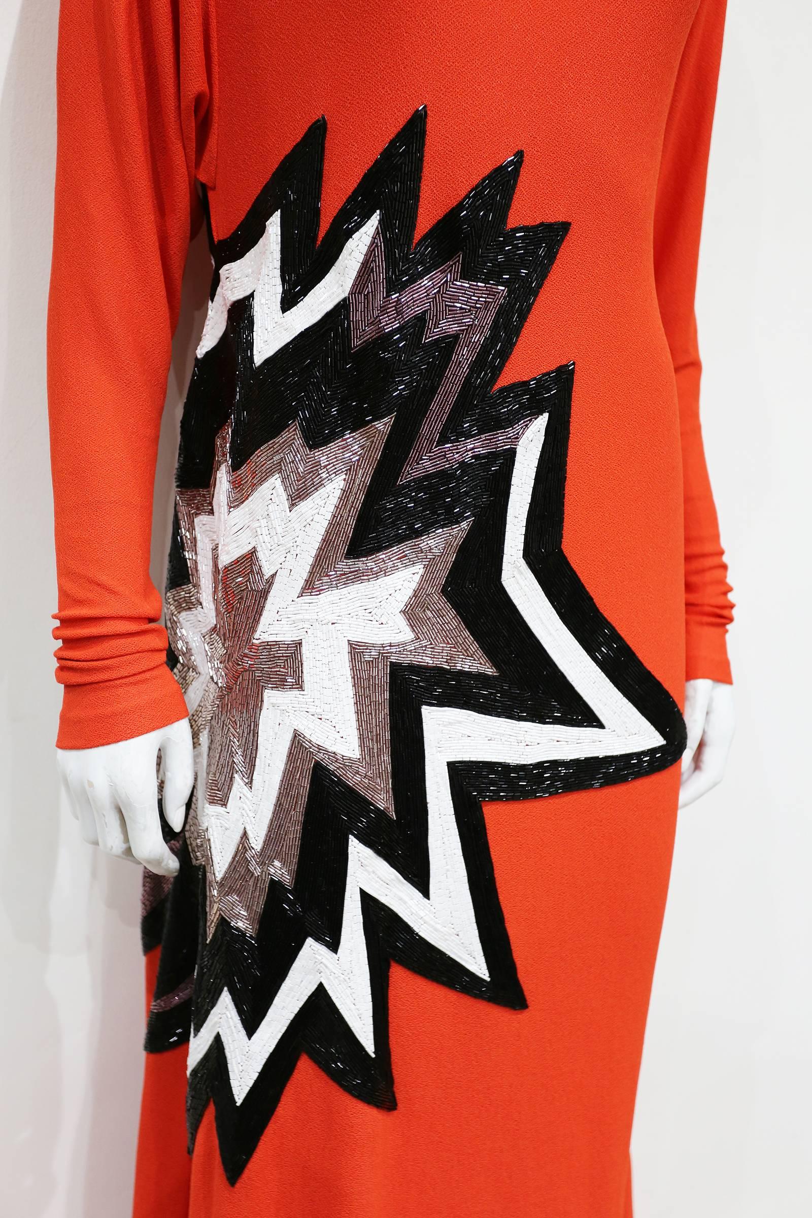 Women's Tom Ford embellished pop art inspired coral evening dress, c. 2013