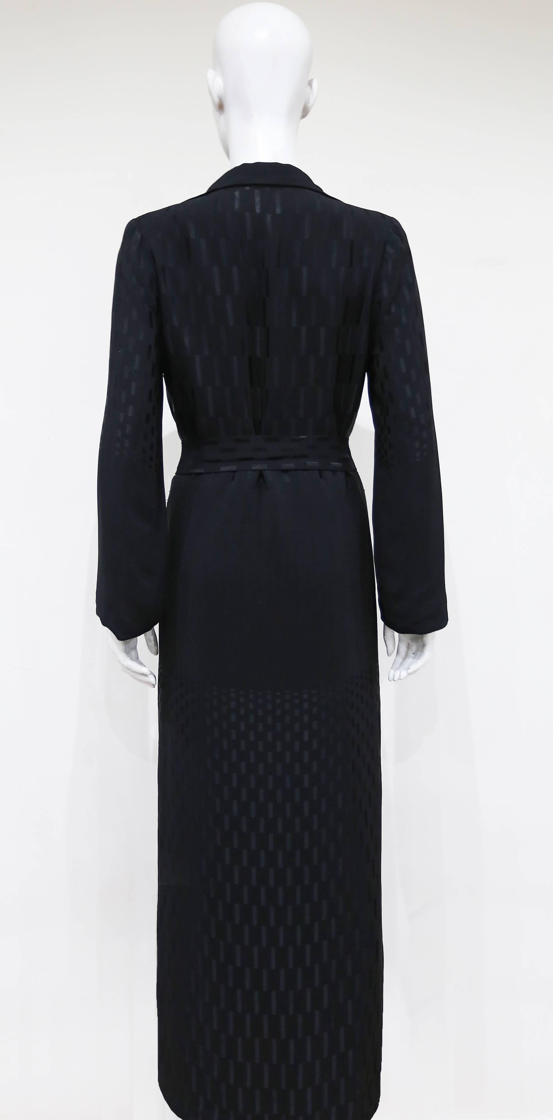 Black Yuki black silk oriental style shirt dress, c. 1970s