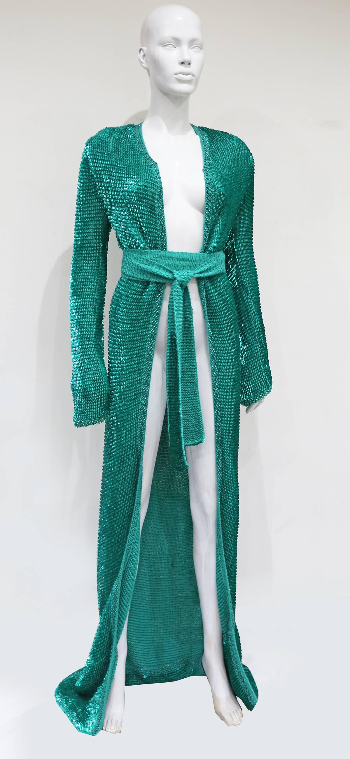 Dolce & Gabbana full length sequinned knitted evening dress coat 1