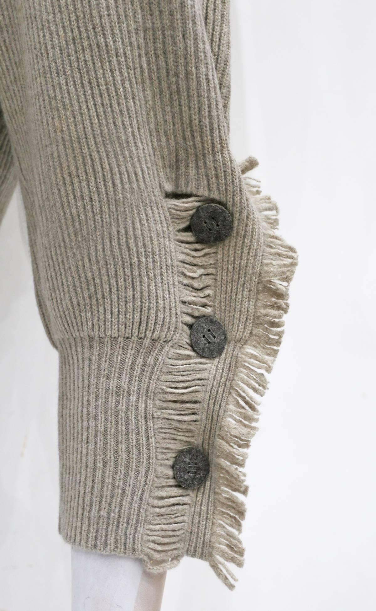 Gray Issey Miyake knitted fringed pants, c. 1980s For Sale