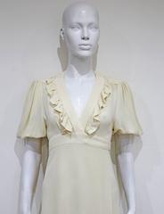 Ossie Clark for Radley moss crepe cream wrap dress, c. 1970s