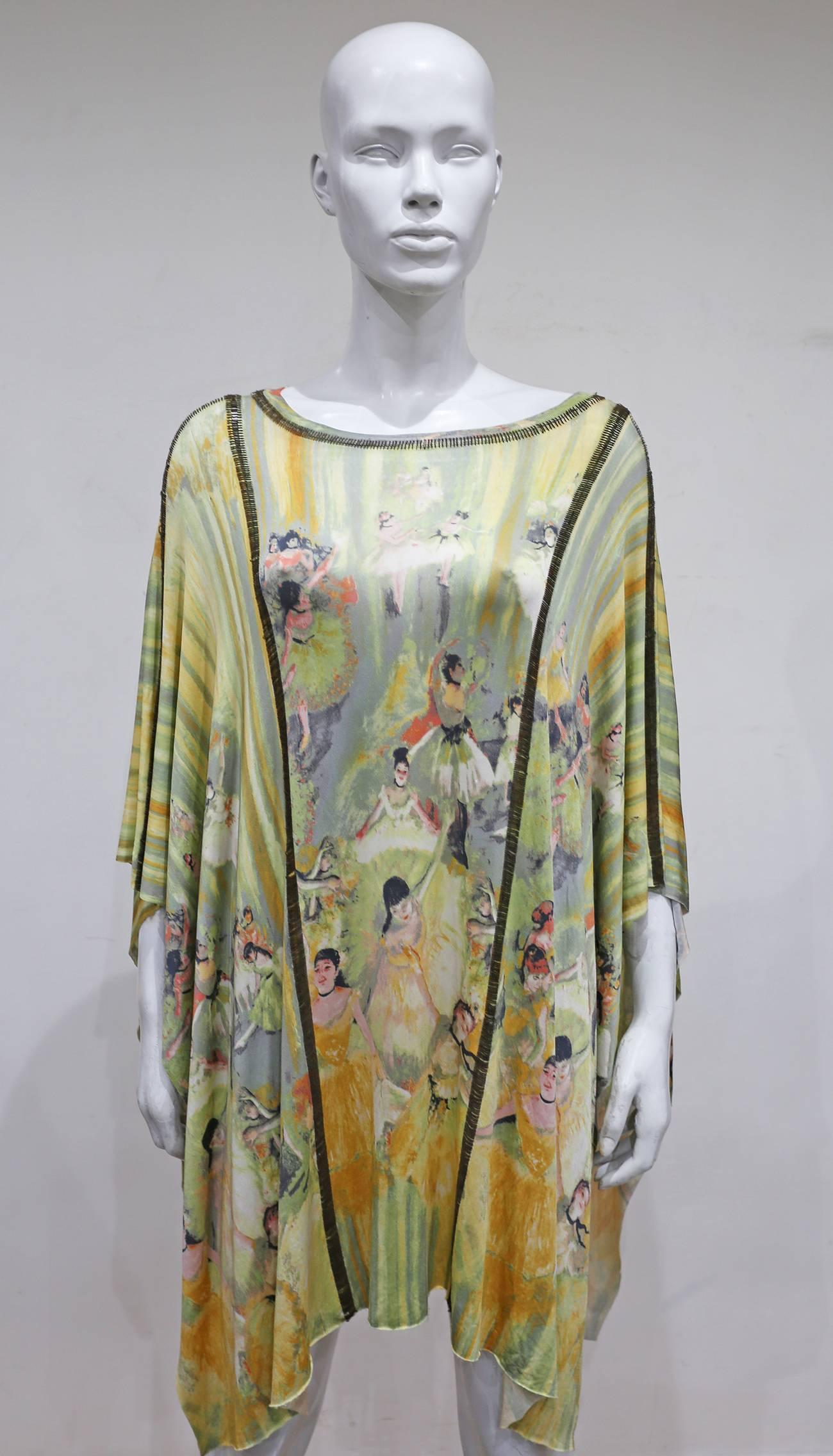 Jean Paul Gaultier poncho with Edgar Degas dancing ballerinas print, c. 1990s In Good Condition In London, GB