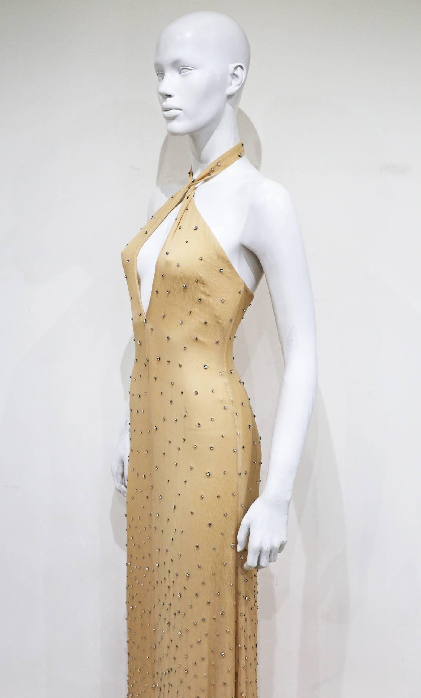 Gucci by Tom Ford Swarovski Cystal embelishmed halter neck evening gown, c. 2000 In Excellent Condition In London, GB