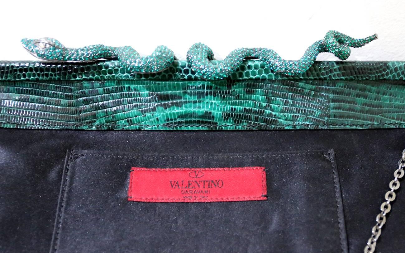 Blue Valentino lizard skin evening bag/clutch with encrusted crystal snake closure