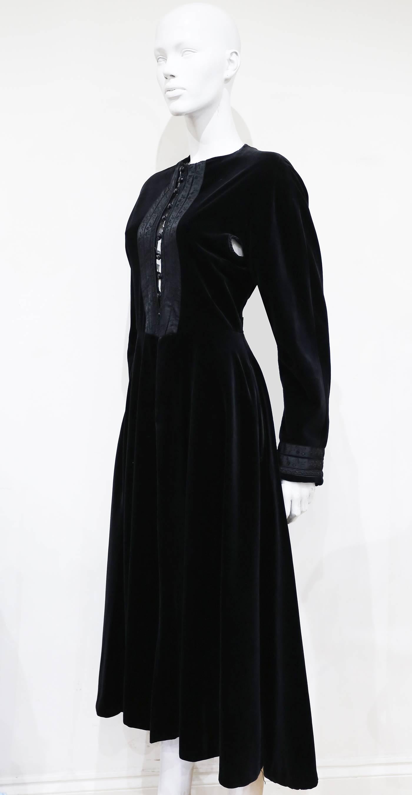 Black Jean Paul Gaultier black velvet and silk Russian inspired evening coat, c. 1980s