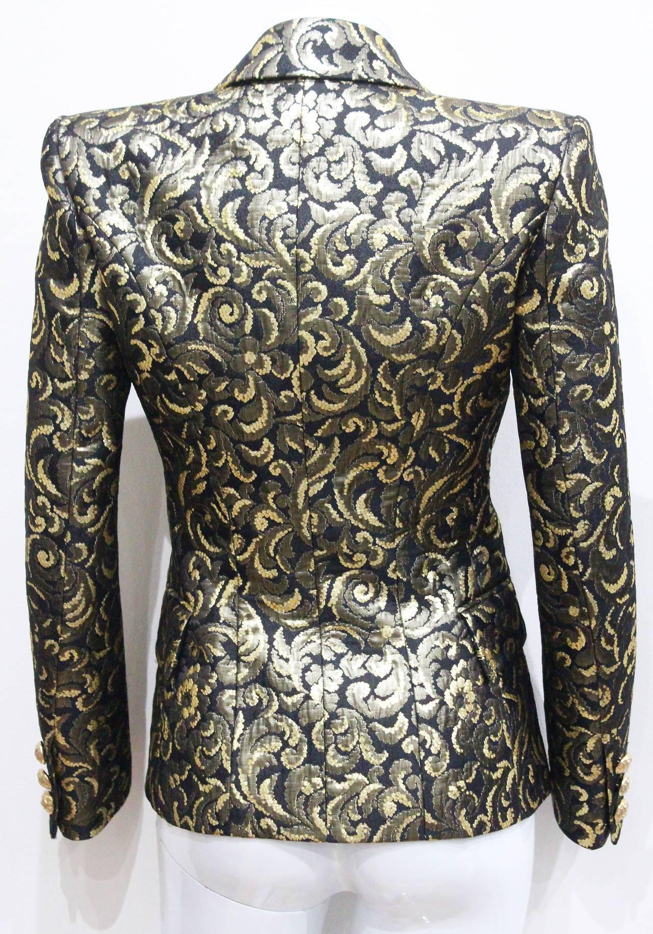 Black Balmain jacquard lame evening blazer, c. 2010 For Sale