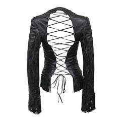 Gianni Versace fringed leather jacket with lace up back, c. 2002