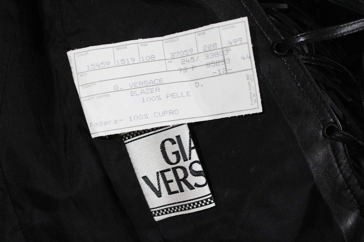 Gianni Versace fringed leather jacket with lace up back, c. 2002 1