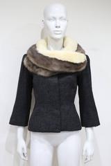 Jeanne Lanvin by Castillo tailored woollen jacket with mink fur scarf, c. 1950s