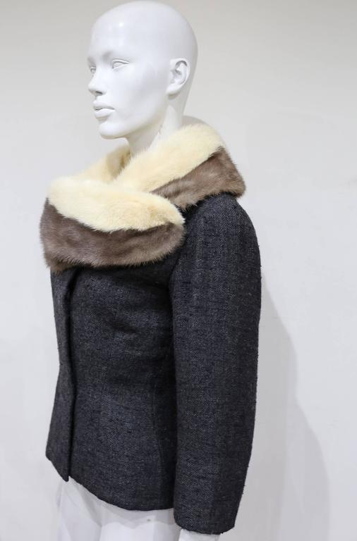 Jeanne Lanvin by Castillo tailored woollen jacket with mink fur scarf ...