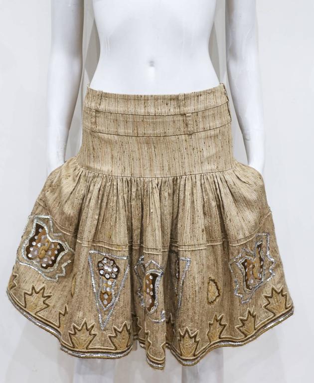 Christian Dior by John Galliano raw silk embroidered tiered skirt, c ...