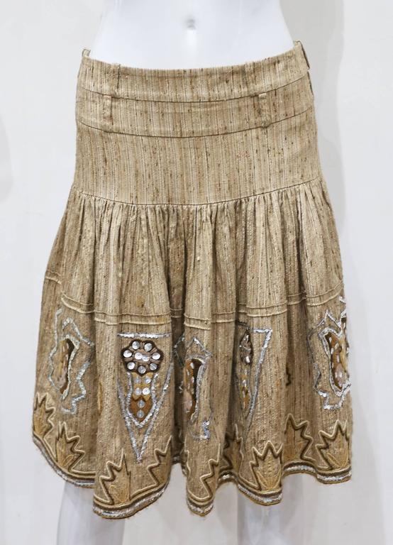 Christian Dior by John Galliano raw silk embroidered tiered skirt, c ...
