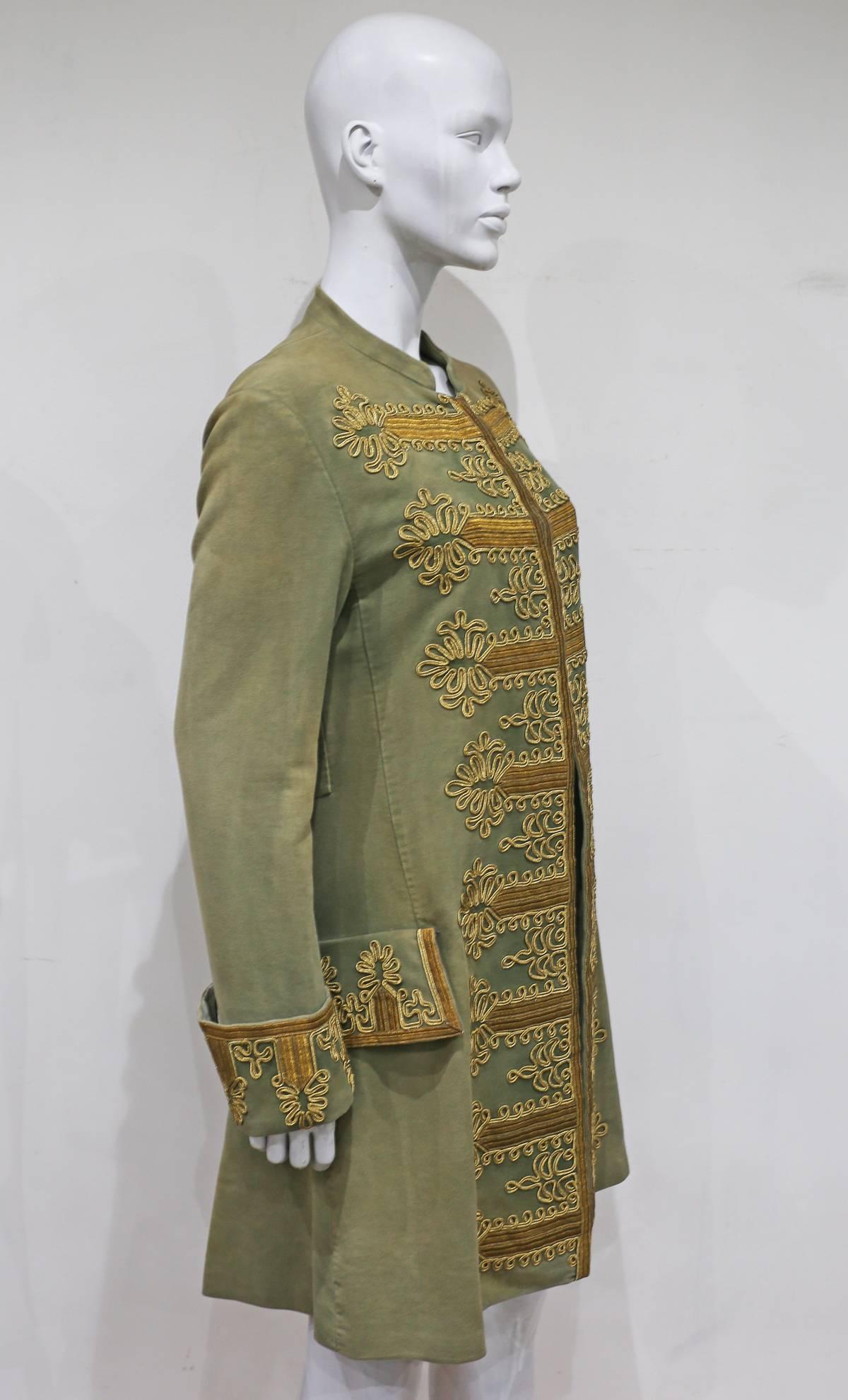 Brown Ralph Lauren military inspired Napoleon jacket with lame embroidery, c. 2000s