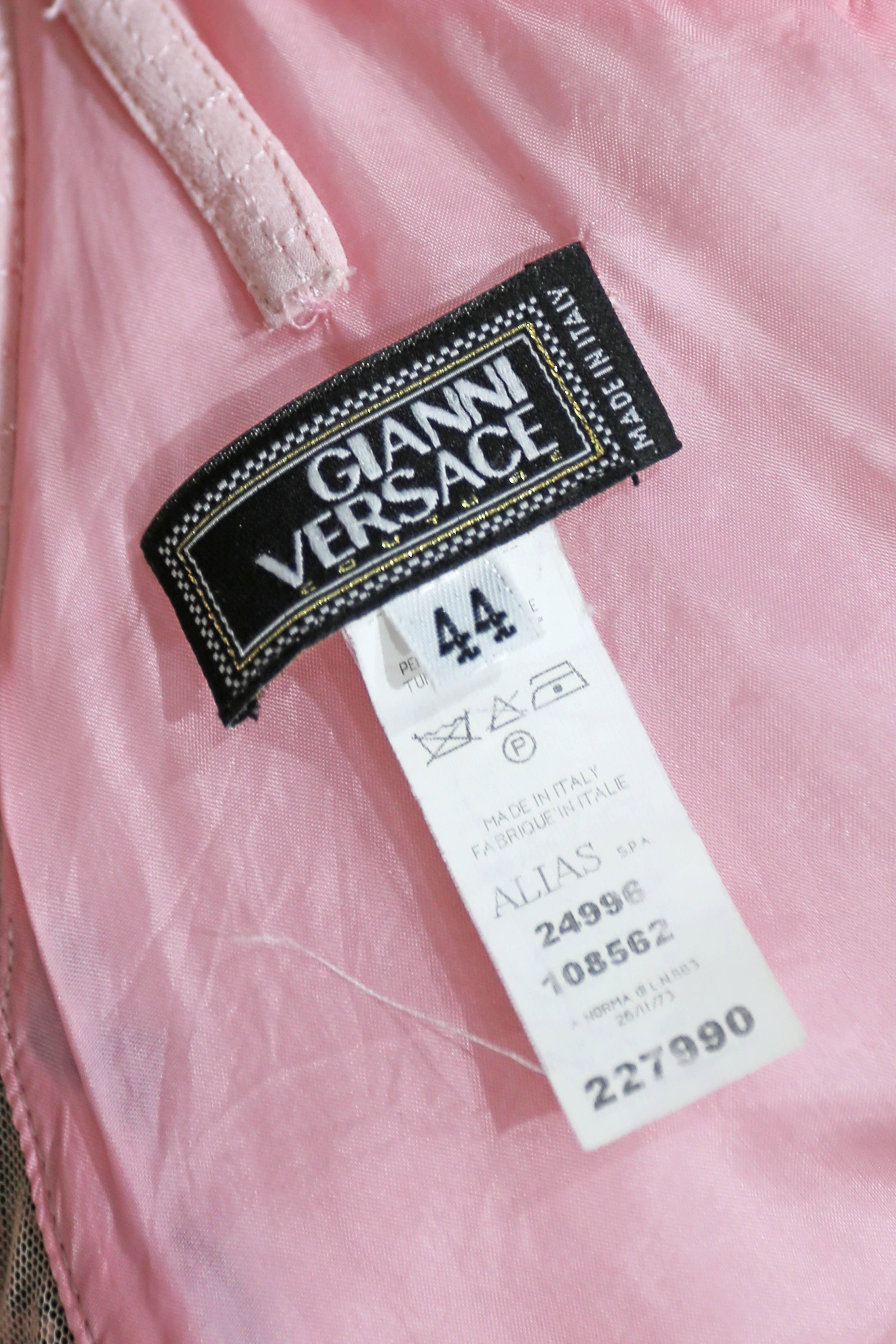 Gianni Versace baby pink cocktail dress with lace trim, c. 1990s In Excellent Condition In London, GB