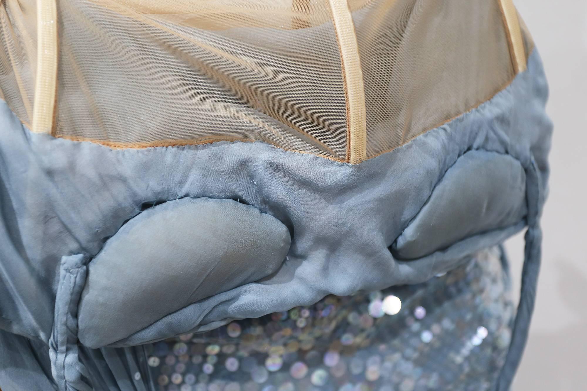 Purple Atelier Versace couture embellished baby blue halter neck evening gown, c. 1990s