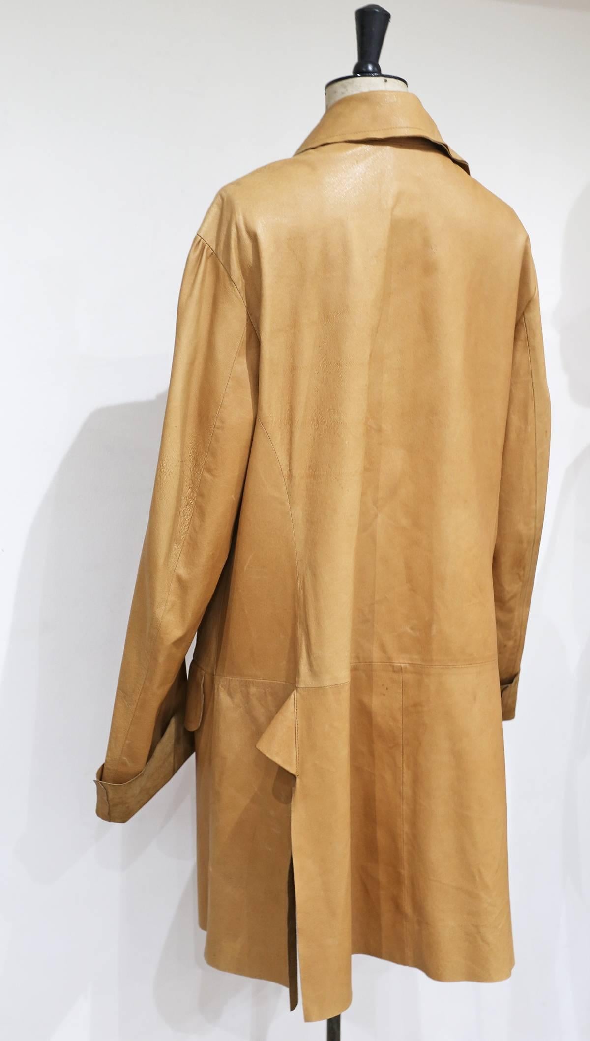 Brown Worlds End by Vivienne Westwood and Malcolm Mclaren raw cut leather coat, c.1981