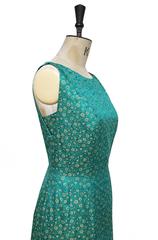 Jean Dessès haute couture emerald and gold silk brocade evening dress, c. 1962