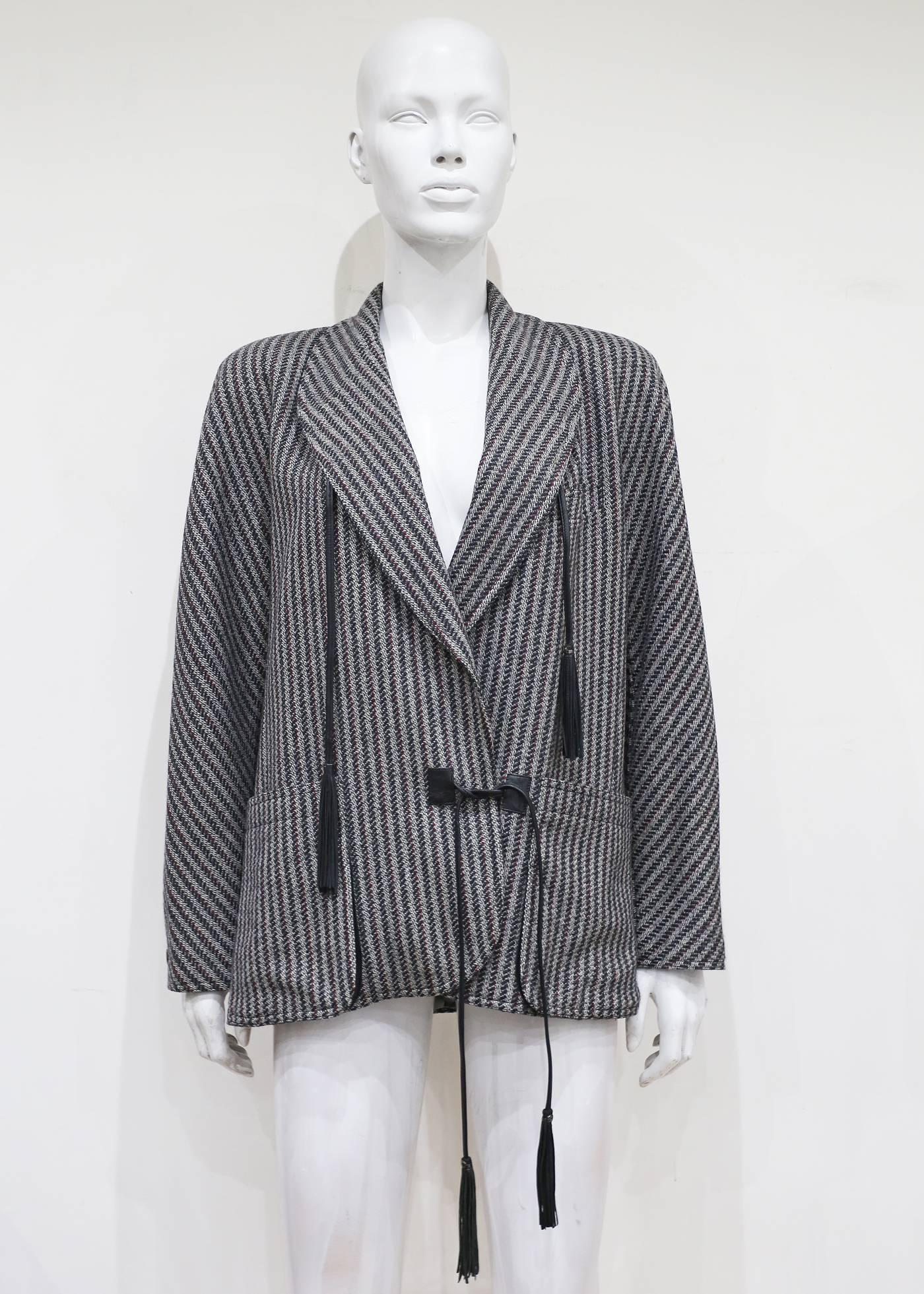 Women's Gucci tweed and leather blazer, c. 1980s