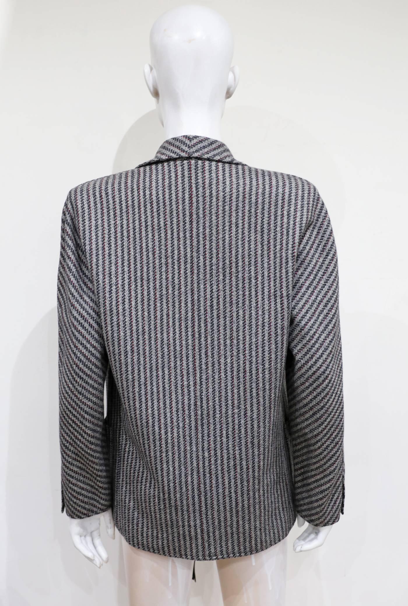 Gucci tweed and leather blazer, c. 1980s 2