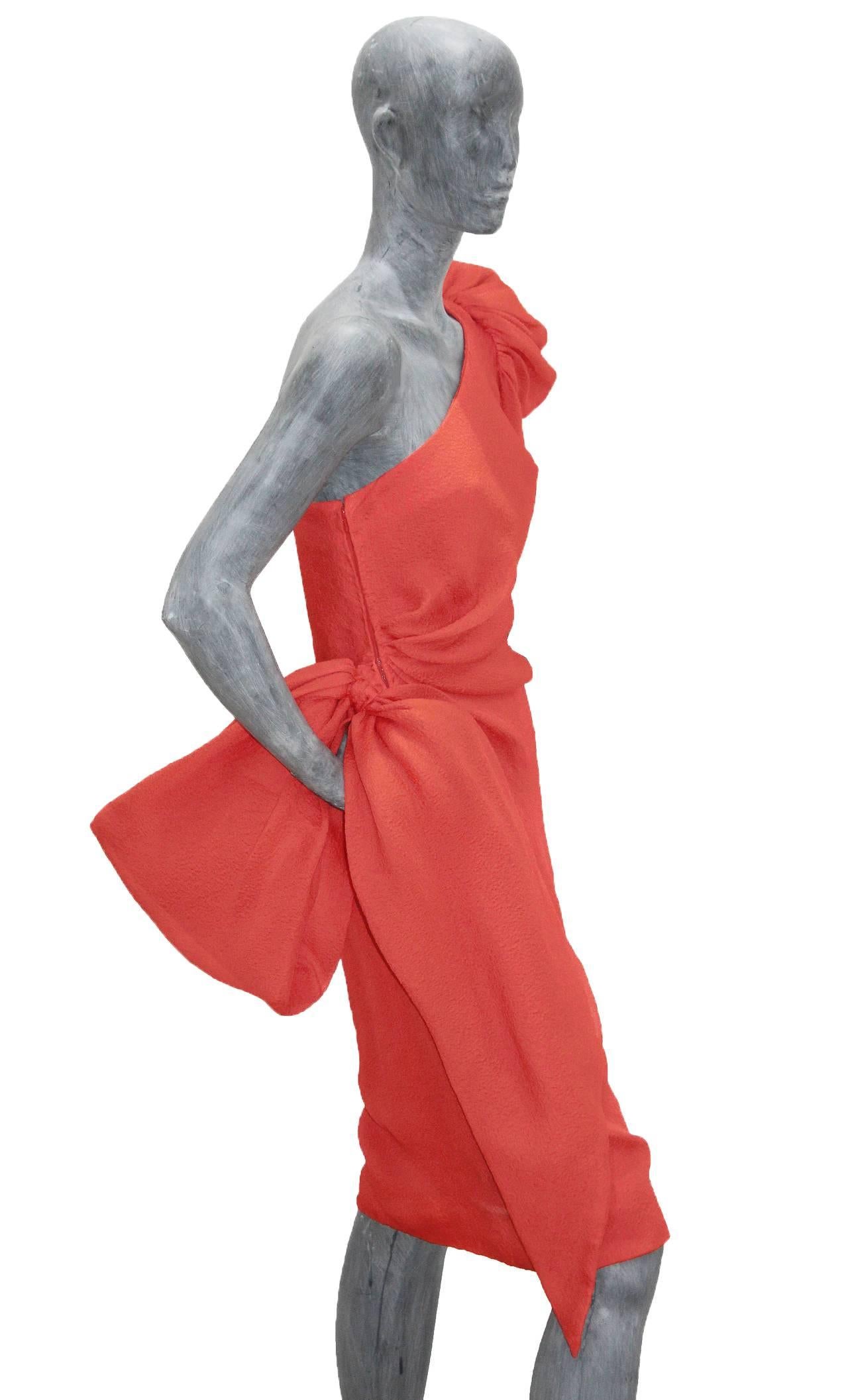 Givenchy asymmetric coral cocktail dress, c. 1988 In Excellent Condition In London, GB